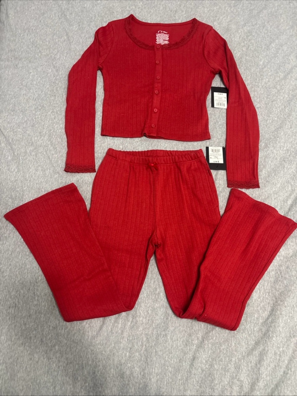 art class Red Ribbed Two-Piece Matching Set Small